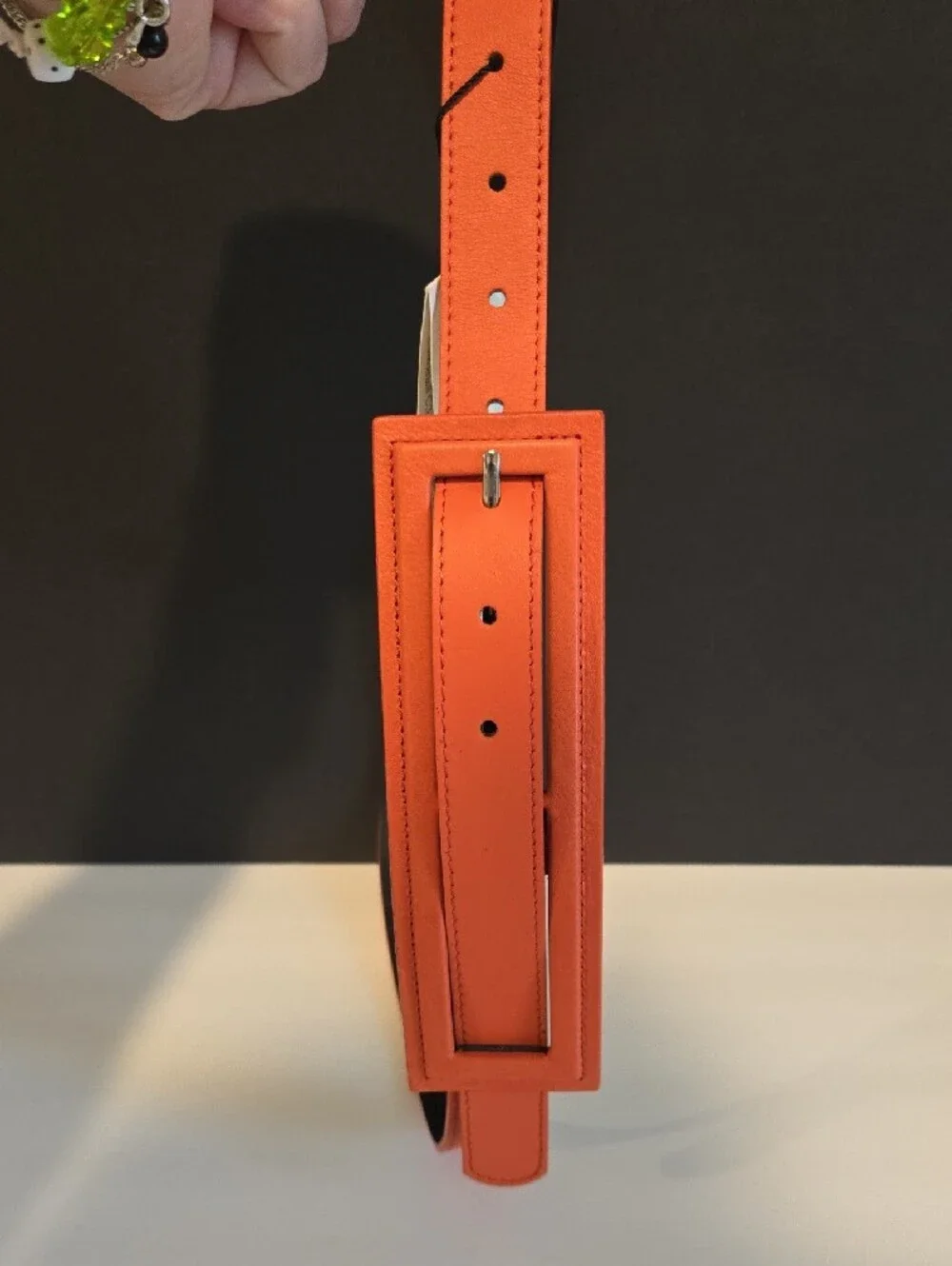 Zara Wide Buckle Orange Faux Leather Belt Nwt D